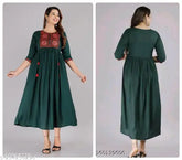 Rayon three-quarter sleeve solid kurti for women - Indian traditional clothing, versatile fashion